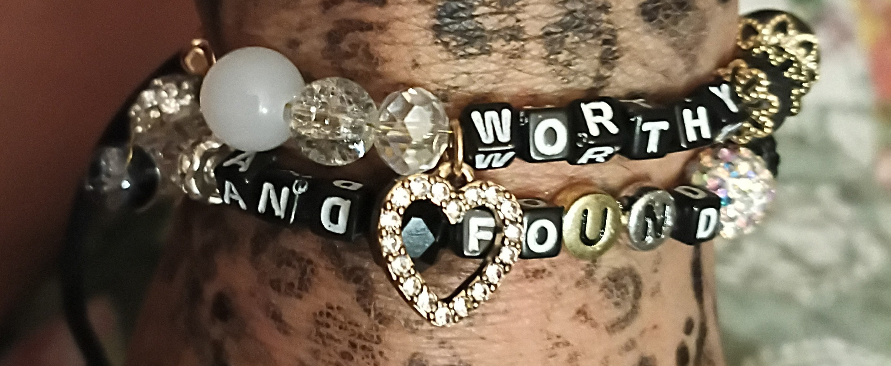 WORTHY & FOUND bracelet stack worn on wrist
