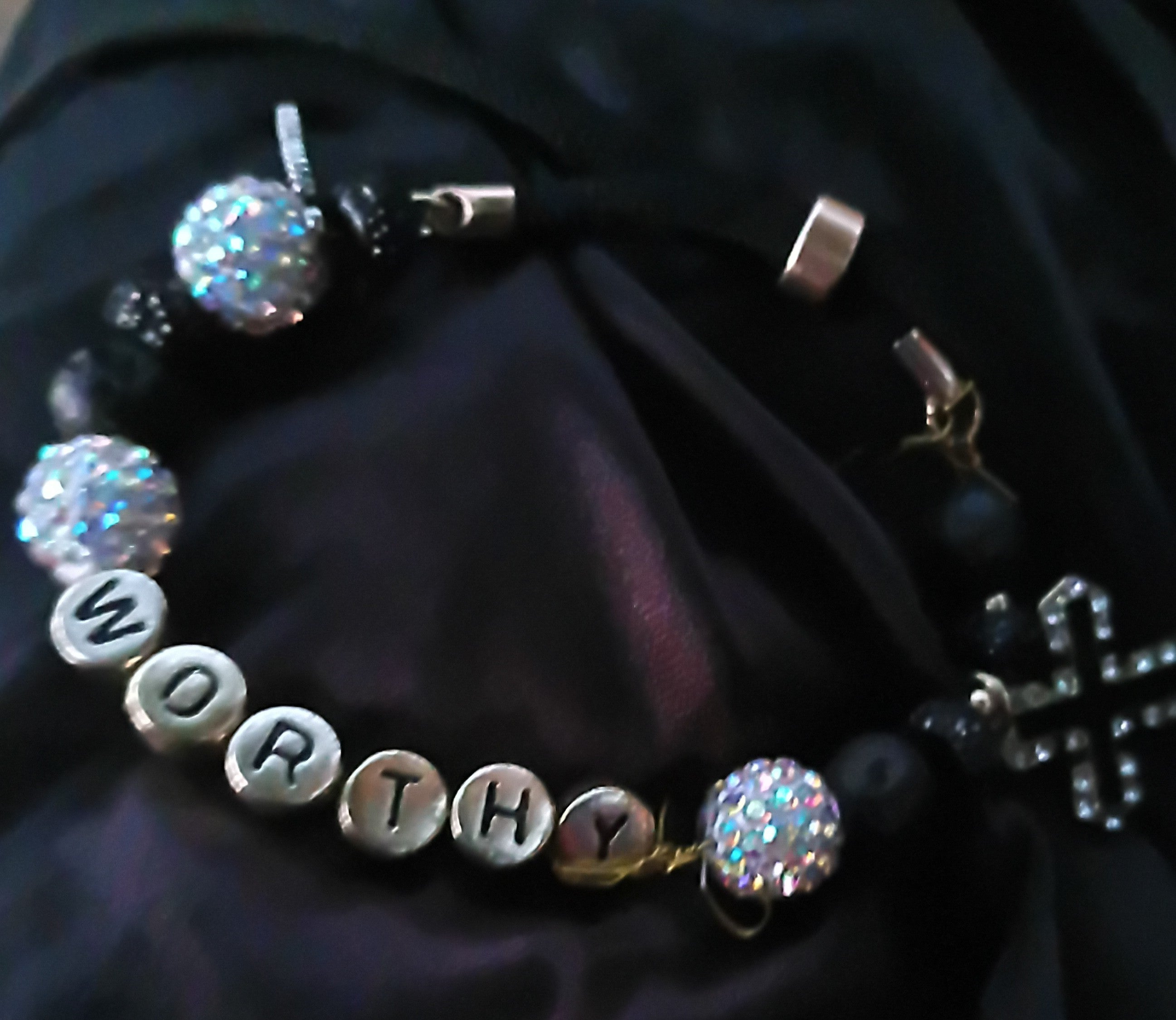She Is Worthy — Affirmation Letter Bead Bracelet